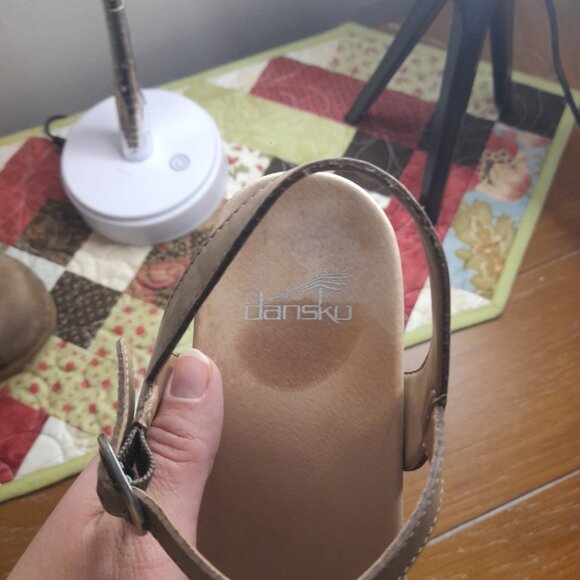 Dansko Betsey Sandals Tan Milled Leather Closed Toe Ankle Strap Shoes EU 37 - Picture 7 of 11